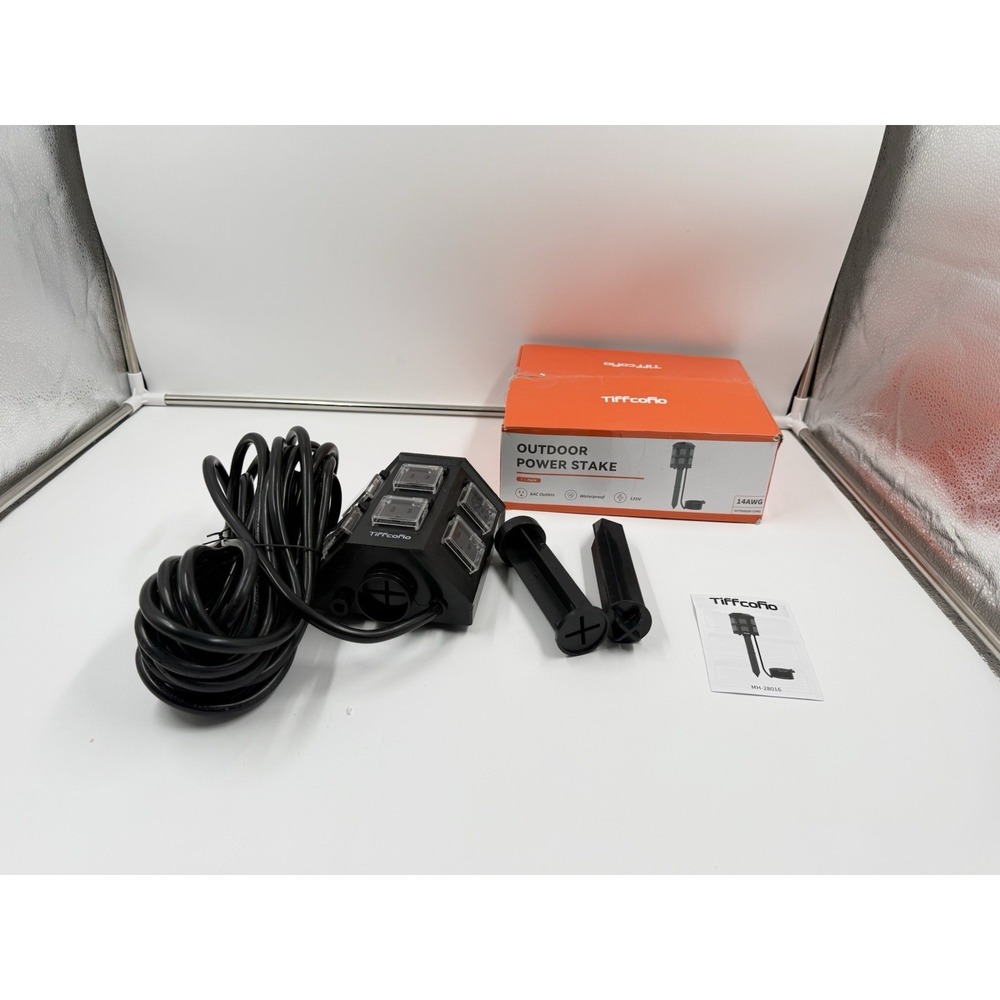 Tiffcofio Outdoor Power Strip Weatherproof 25ft Extension Cord With Stake 6 Grou